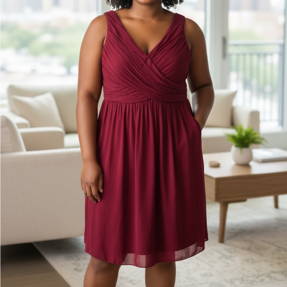 J. Crew Burgundy Midi Dress